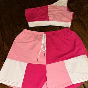 SHEIN Pink and Red Two-Piece Set